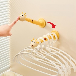 Giraffe <b>Clothes</b> Plastic <b>Clothes</b> Hanger <b>Storage</b> Rack Organizer No-Drill Wall-Mounted for Balcony and Living Room - Product Image 1