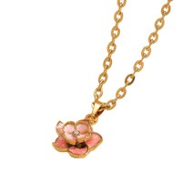 Collier pendentif papillon et fleur en acier inoxydable plaqué or 18 carats, étanche, avec libellule, pour femme - Grande Vente DS