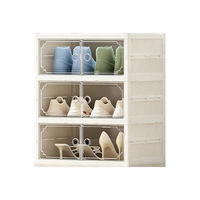 Organisateur de chaussures en plastique PP, grand rangement à double rangée, pliable, transparent, anti-poussière, moderne et minimaliste