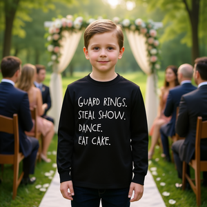 T-shirt à manches longues pour enfants, motif Garde des alliances, Spectacle de danse, Manger le gâteau, Porteur d'alliances pour mariage - Product Image 3