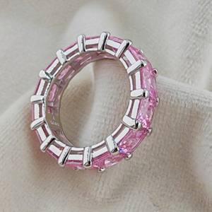 Модное парное теннисное кольцо 925 серебряное Ювелирное кольцо красивый розовый циркон модное кольцо - Product Image 5