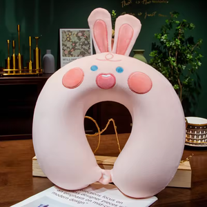 Cartoon Plush U Shaped Neck Support Pillow Cute Animal Travel <b>Cushion</b> for Kids Adults Airplane Car Nap Home Office Gift - Product Image 5