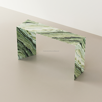 Table console en marbre de jade vert Meuble moderne Table d'entrée de couloir Dessus de canapé Table console en marbre d'onyx vert