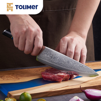 Ensemble de couteaux de cuisine japonais haut de gamme personnalisés, couteaux en acier Damas avec manche en bois d'ébène et résine pour la cuisine