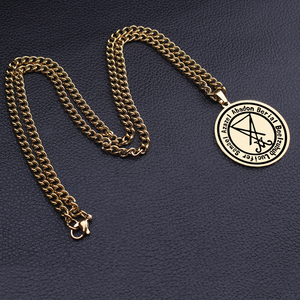 Collier en acier inoxydable avec sigile de Baphomet, chèvre Samaël, Lilith, pentacle inversé, pentagramme et sigile de Lucifer, <span class=keywords><strong>symbole</strong></span> satanique - Product Image 6