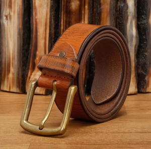 Ceinture en cuir véritable de qualité supérieure pour homme, boucle à ardillon classique cloutée, réglable, formelle et décontractée - Product Image 5