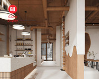 Meubles de restaurant commerciaux tendance, comptoir modulaire personnalisé pour café, éclairage LED, design écologique et imperméable