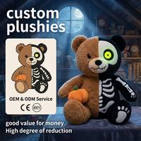 Aangepaste Tweegezichtige Gespleten Skeletbeer Halloween Pluche Pop Groothandel Glow Eye Half Bone Teddy Met Pompoen Pluche Teddybeer Speelgoed