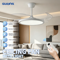 Ventilateur de plafond LED moderne avec télécommande, moteur DC 6 vitesses, 7 pales, température de couleur 3500K/5000K/2700K, ultra-fin pour chambre à coucher