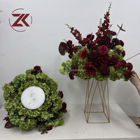 Composition florale de luxe ZKAI, fleurs artificielles en hydrangea vert et rouge, arrangement de fleurs en tutu, chemin de table pour la décoration de mariage