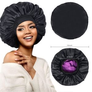 Gorro de seda de ala ancha de alta elasticidad para mujer, elegante, para ducha, cuidado facial y capilar, gorro de noche - Product Image 4