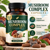 Complément Alimentaire Complexe de Champignons en Capsules, 60 Unités, Mélange 12-en-1, Étiquette Personnalisée, OEM ODM, Fournisseur d'Usine pour Marque Privée