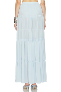 Customized New Design Tiered Pleated <b>Elastic</b> Waist Flowy Chiffon Midi <b>Skirt</b> for Women - Product Image 3