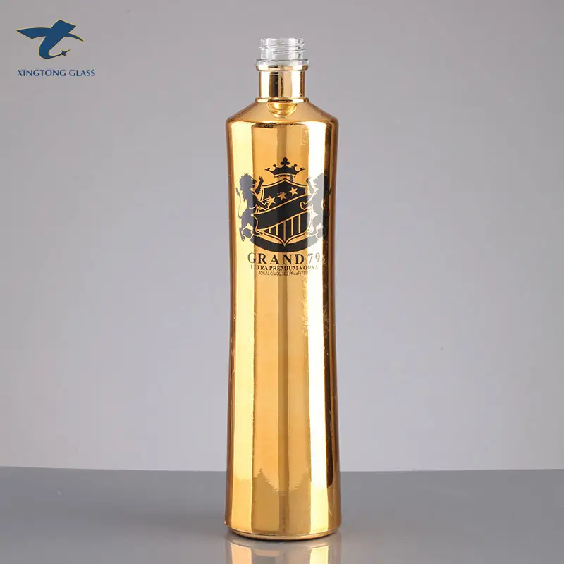 Bouteille de Vodka vide avec étiquette personnalisée, peinture en Spray doré, ml