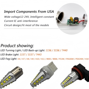 Luz indicadora de marcha atrás LED automática 1156 BA15 S 3156 T20 7440 blanco <span class=keywords><strong>amarillo</strong></span> rojo LED Luz de marcha atrás del vehículo 80W DC12V bombilla trasera de coche - Product Image 6