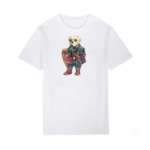 T-shirt à manches courtes pour femme <span class=keywords><strong>Lauren</strong></span>, style coréen, en coton respirant, motif ours, style décontracté pour l'été, taille, logo - Product Image 3