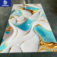 Panneau mural en PVC moderne imperméable avec revêtement UV, panneau mural en WPC, design marbre, décoration intérieure, panneau de revêtement