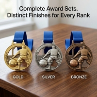 Offre Spéciale : Médaille de Football Personnalisée Pas Chère, Médaille de Joueur de Football Creuse avec Nom et Logo Gravés pour les Récompenses de Tournois