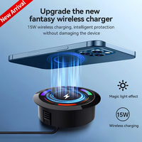 Cargador Inalámbrico Oculto para Muebles YIXIN, Orificio de 60 mm, Carga Rápida Qi de 15 W con Luz Intermitente de Colores, Diseño Compatible con Fundas, 15 W 25 W