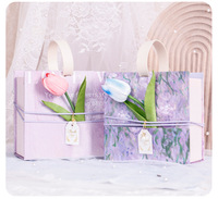 Handgefertigte Tulpen-Ölgemälde Geschenkbox Starre Schachteln mit Glanzlaminierung und Prägung für Valentinstag Geburtstagsgeschenke