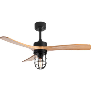 Retro Style Solid Wood <b>Ceiling</b> <b>Fan</b> Light With Led Bulb Flush Mount For Living Room And Dining Room - Product Image 3