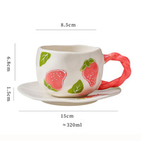 Ensemble tasse à café et soucoupe en céramique à motif de fruits créatif, élégante tasse à eau en céramique