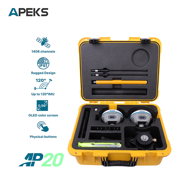 Upgradeable Firmware Apeks AP20 RTK GNSS Receiver SIM Card Slot RS232 Interface 120 IMU 1408 Channels IP66 Rated Drone RTK