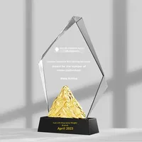 Trofeo de Cristal Creativo y Deslumbrante, Hecho a Medida, Grabado con Láser, Impreso con UV, Premio para Reunión Anual de Empresa China, Diseño de Pico de Montaña