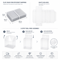 Boîte pliante carrée légère en PVC/PET transparent avec trou Euro pour accrocher sur un crochet de magasin