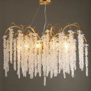 Vendita calda in stile francese di lusso moderno lampadario di cristallo in oro luce per soggiorno camera da letto a casa lampadario di cristallo