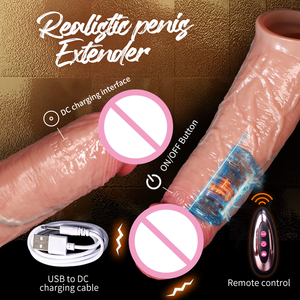 Manchon en silicone liquide à 9 vibrations, préservatif côtelé et prolongateur creux, jouet pour adultes à effet retardateur - Product Image 3
