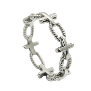 European Style <b>Titanium</b> Steel Cross <b>Ring</b> Silver Women's Fashion Jewelry Gift 240101 - Product Image 5