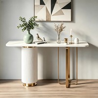 Console d'entrée en pierre de style européen, démontable et assemblable, table longue minimaliste moderne à poser contre le mur pour salon d'hôtel