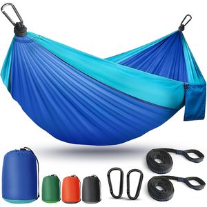 Premium leggero amaca da campeggio portatile pieghevole paracadute in Nylon altalena con due cinghie per albero singolo o doppio viaggio OEM - Product Image 1