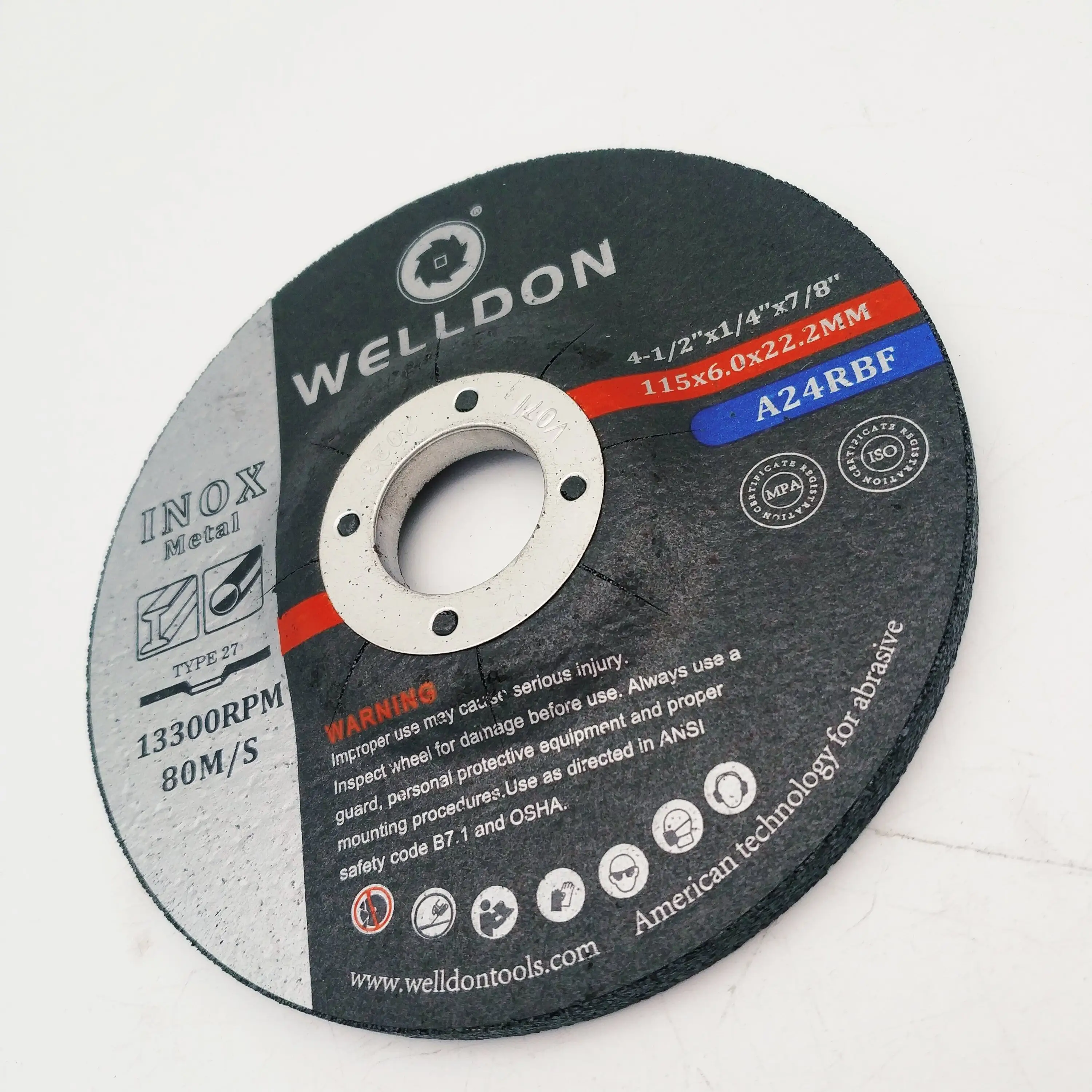 WELLDON 4.5 "115x6x22.23mm 앵글 그라인더 디스크 lapidary 연삭 연마 디스크 스틸 커팅 디스크 금속 4.5 inox 중국 휠