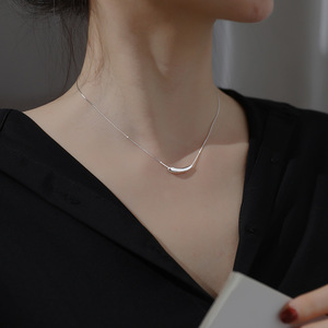 Geometric Eggplant Tube Necklace Stainless Steel Women's Clavicle Chain Simple Chic Pendant - Product Image 2