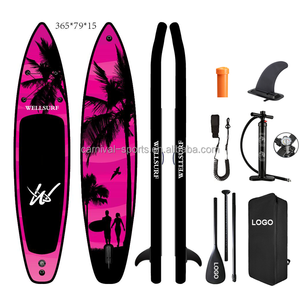 Tabla de SUP de Carreras de Doble Capa con Tecnología Drop Stitch, 12'6/381cm, Inflable, con Aleta US Race Fin, GREEN FLOWER RACE SUP - Product Image 4