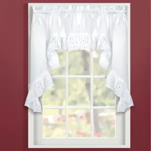 Eyelet Window Curtains with Ruffled Border kitchen curtain