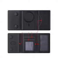 Portefeuille pliable fin avec plusieurs emplacements pour cartes, fenêtre transparente pour carte d'identité, support adhésif, étui à cartes en cuir disponible en 7 couleurs