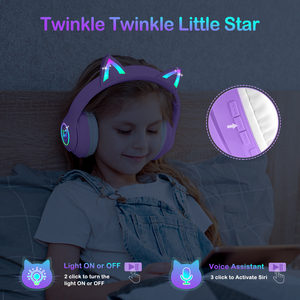 ESON Casque sans fil dynamique supra-auriculaire à oreilles <span class=keywords><strong>de</strong></span> <span class=keywords><strong>chat</strong></span> pour enfants, avec contrôle du volume réglable et design pliable – Meilleures ventes - Product Image 5