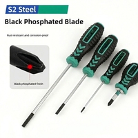 Tournevis cruciforme industriel DEishil en acier S2, manche antidérapant en plastique PP, pointe PH2 magnétique isolée, finition phosphatée noire