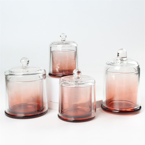 تصميم جديد بألوان مخصصة لجرار شموع زجاجية فاخرة فارغة وحاويات مع غطاء - Product Image 1