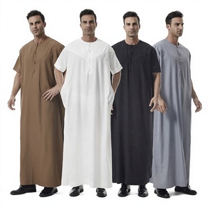 Qamis Homme Couleur Unie à Manches Longues, Robe Islamique Musulmane du Moyen-Orient, Caftan Ample et Respirant 2026 - Product Image 2