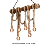 Luminaire suspendu LED rétro Zhongshan en corde de chanvre et bambou pour restaurants, cafés, magasins de vêtements, comptoirs de bar, décoration élégante en bambou