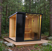 Rumah Sauna Luar Ruangan Kayu Solid Mewah dengan Pintu Kaca Penuh, Lampu LED, dan Pemanas Listrik untuk Halaman Belakang Vila