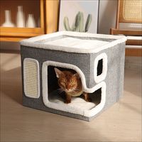 Cama Grande para Mascotas con Rascador, Cubo de Juego para Gatos de Interior, Soporta hasta 30 Libras