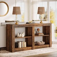 Table d'entrée style farmhouse, console à 3 niveaux pour salon, console en bois derrière le canapé