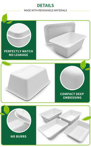 <span class=keywords><strong>2025</strong></span> mới 1000ml dày rim 100% phân hủy sinh học & compostable bã mía lấy đi bao bì thực phẩm container để đi ăn trưa - Product Image 5