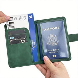 Porta Pasaportes para Mujer con Logotipo Estampado en Oro, Impermeable, con Bloqueo RFID, Cartera de Viaje de Cuero PU - Product Image 2
