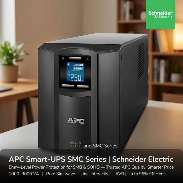 Schneider APC Smart-UPS Line Interactive Single Phase Networking SMC1000I-CH 1000VA/600W 230V LCD Tower UPS
